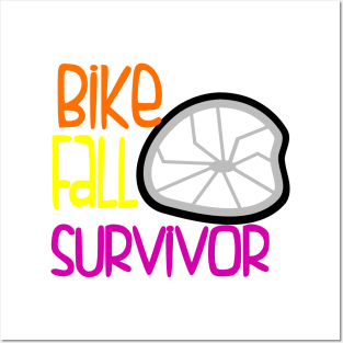 Bike Fall Survivor Funny Bike Crash Bicycle Motorbike Joke Two-Wheel Warrior T-Shirt: Bike & Motorbike Fall Survivor Tee for Riders | Funny Cycling & Biking Gift Posters and Art